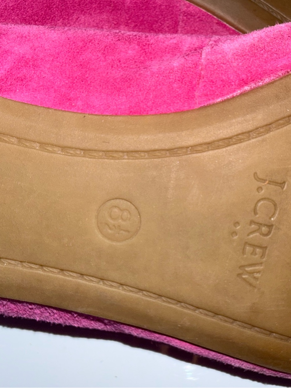 J.CREW preppy pink suede women’s work wear ruched ballet flats 8.5 - Picture 5 of 6